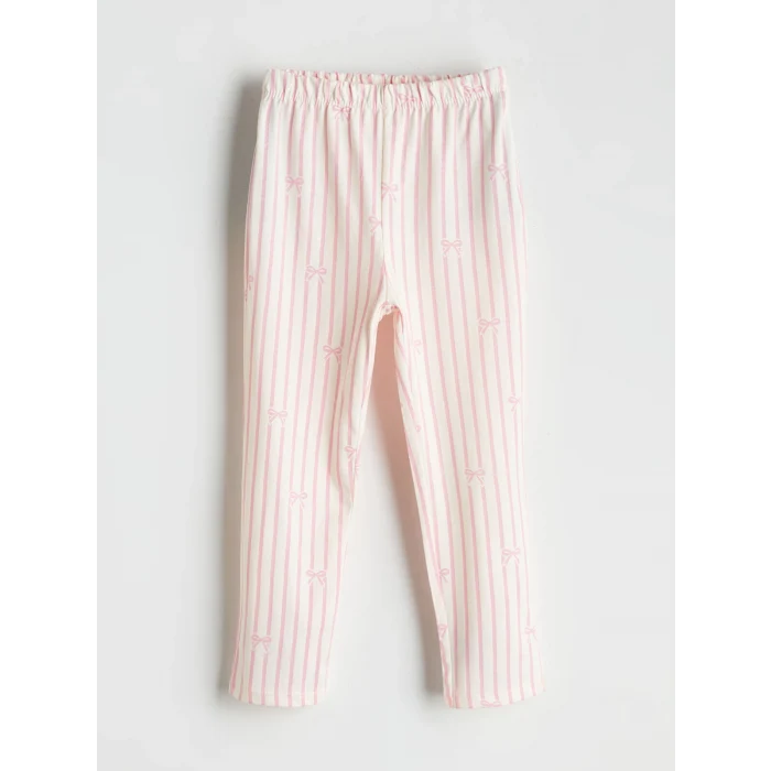 LCW Kids Ekru Kurdele Detaylı Kız Çocuk Pijama Takımı