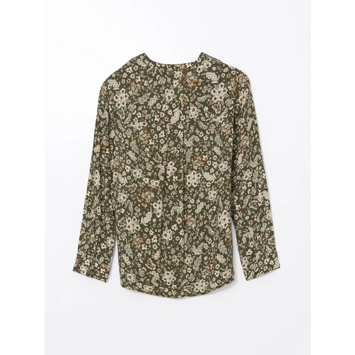 LCW Grace Haki Kaçık Yaka Desenli Kadın Bluz