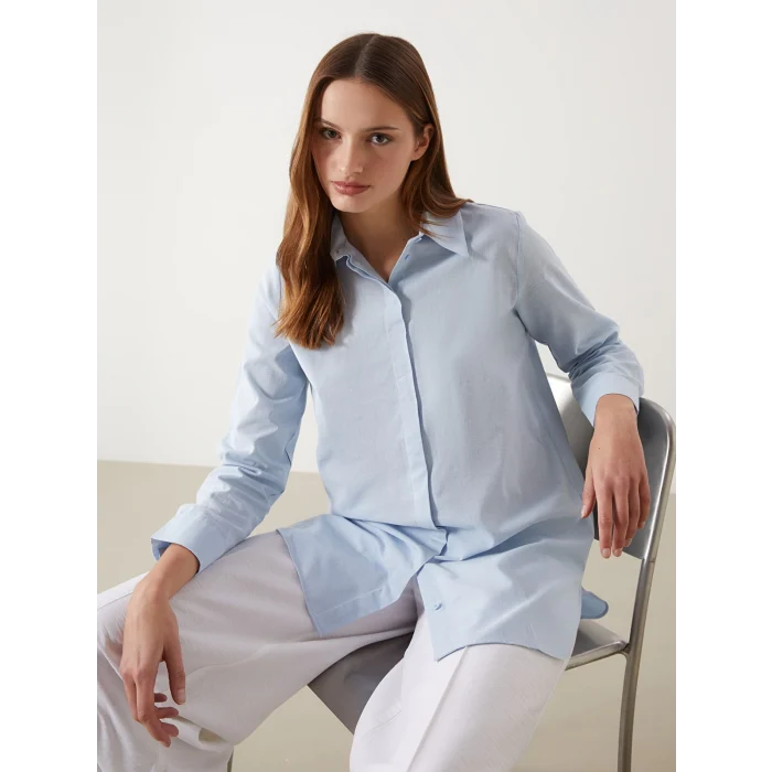 LCW Modest Mavi Regular Fit Kadın Gömlek Tunik