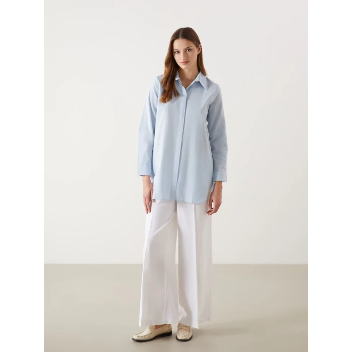 LCW Modest Mavi Regular Fit Kadın Gömlek Tunik