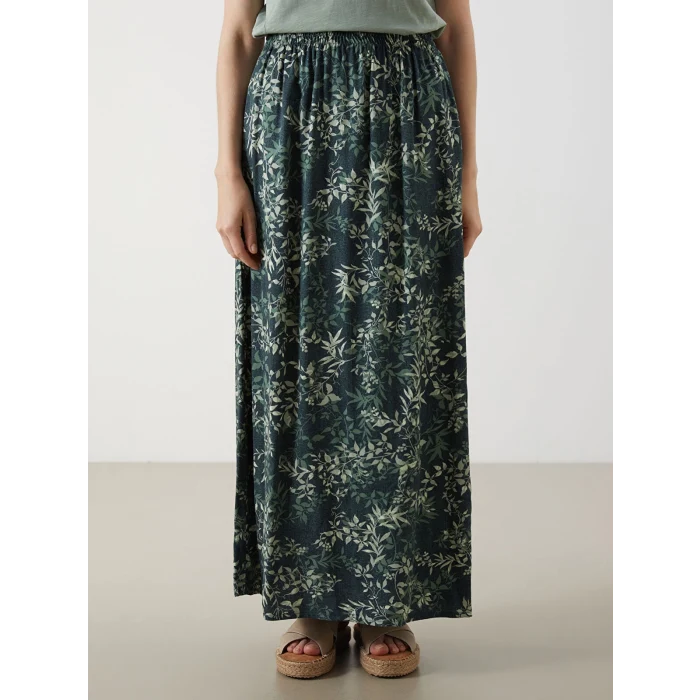 LCW Grace Yeşil Beli Lastikli Çiçekli Kadın Etek