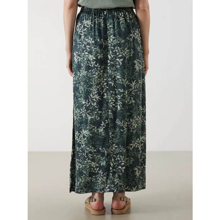 LCW Grace Yeşil Beli Lastikli Çiçekli Kadın Etek