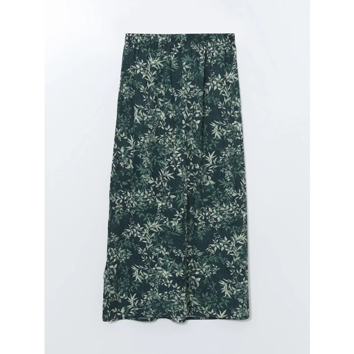 LCW Grace Yeşil Beli Lastikli Çiçekli Kadın Etek