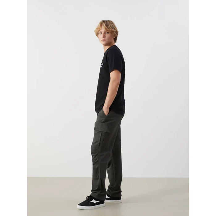 XSIDE Yeşil Rahat Kalıp Gabardin Erkek Kargo Pantolon