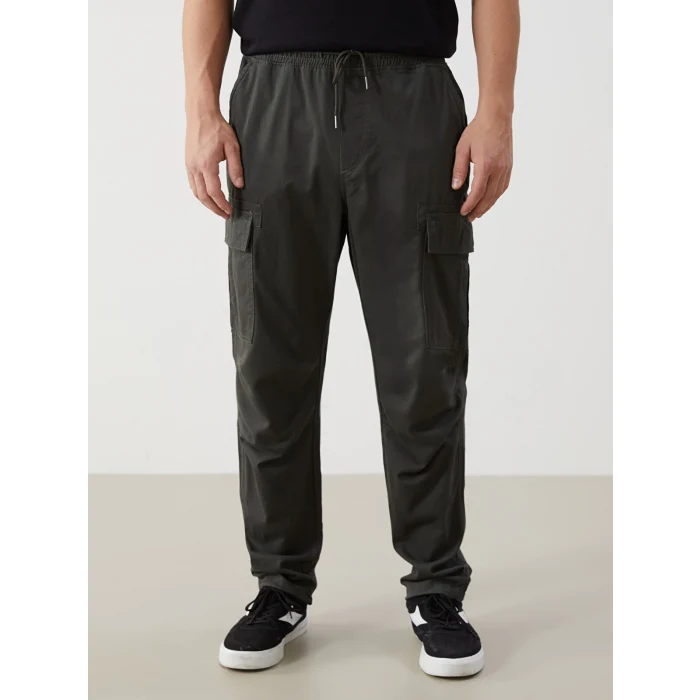 XSIDE Yeşil Rahat Kalıp Gabardin Erkek Kargo Pantolon