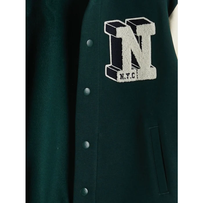 LCW Kids Yeşil New York Baskılı Erkek Çocuk Kolej Ceket