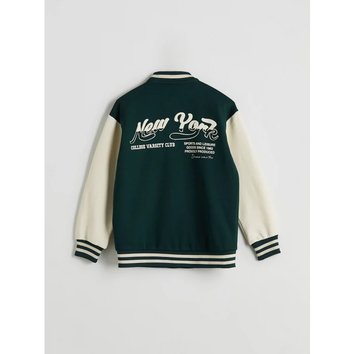 LCW Kids Yeşil New York Baskılı Erkek Çocuk Kolej Ceket