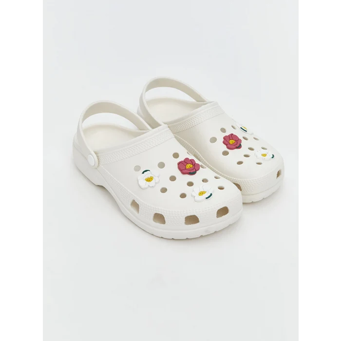 LCW STEPS Beyaz Çiçek Baskılı Kadın Plaj Sandaleti