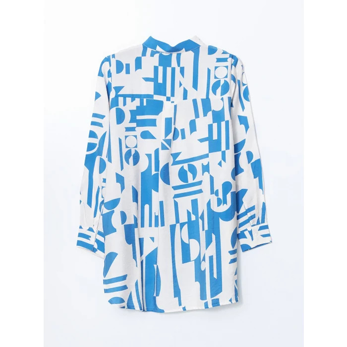 LCWAIKIKI Classic Lacivert Hakim Yaka Desenli Kadın Gömlek Tunik