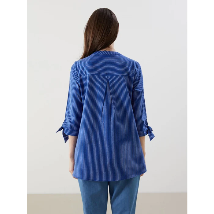 LCW Grace Mavi Çizgili Poplin Kadın Gömlek