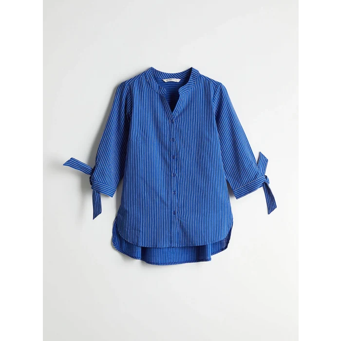 LCW Grace Mavi Çizgili Poplin Kadın Gömlek