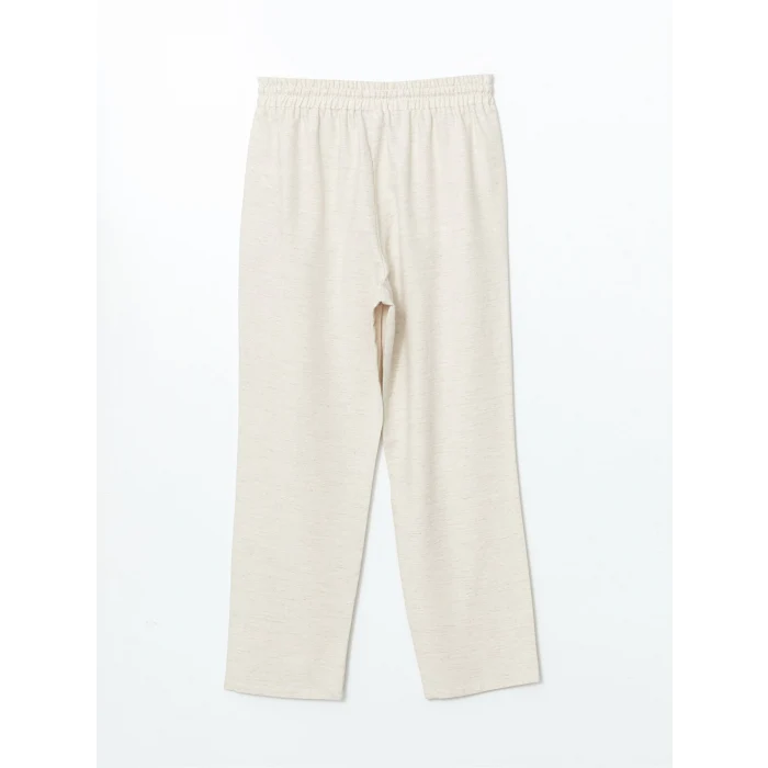 LCW Grace Bej Beli Lastikli Keten Karışımlı Kadın Pantolon