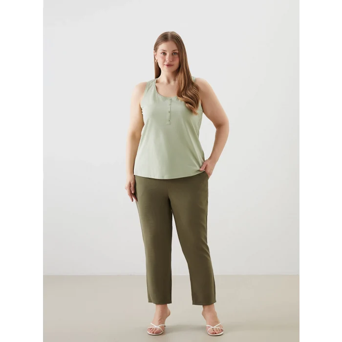 LCWAIKIKI Classic Haki Beli Lastikli Havuç Kesim Kadın Pantolon