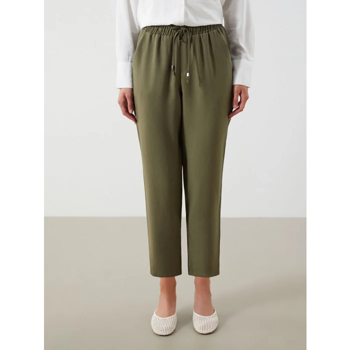 LCWAIKIKI Classic Haki Beli Lastikli Havuç Kesim Kadın Pantolon