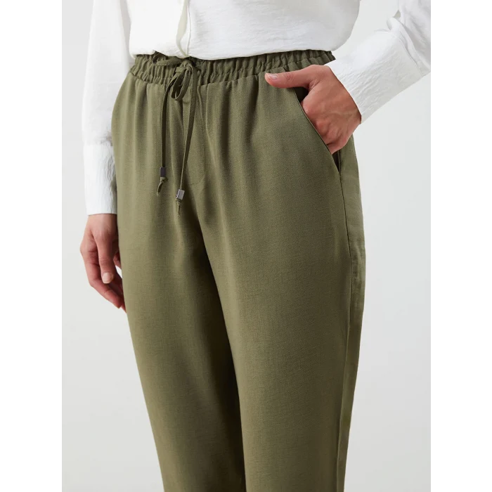 LCWAIKIKI Classic Haki Beli Lastikli Havuç Kesim Kadın Pantolon