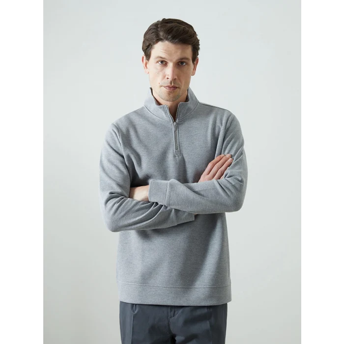 LCWAIKIKI Classic Gri Dik Yaka Erkek Sweatshirt
