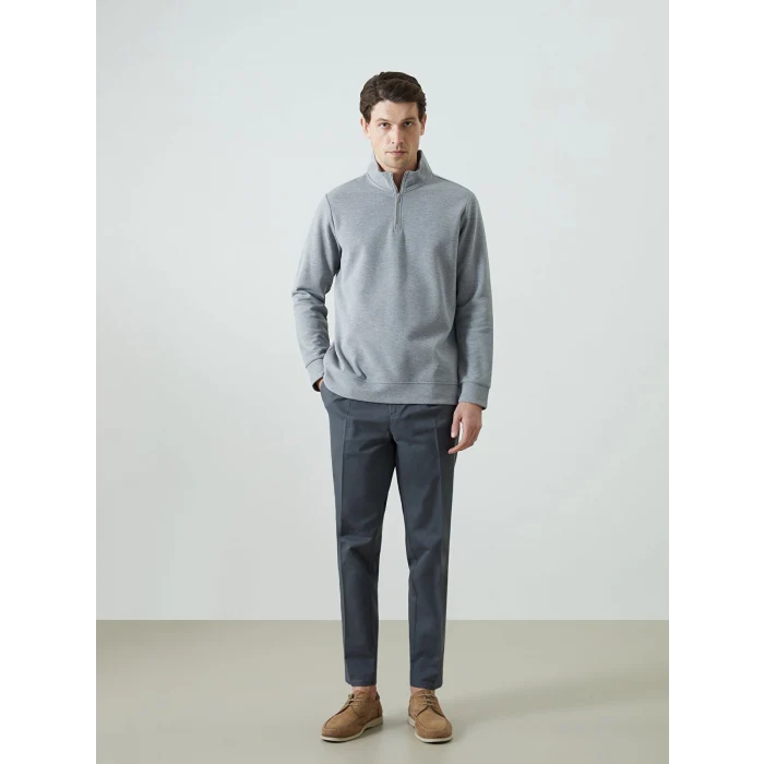 LCWAIKIKI Classic Gri Dik Yaka Erkek Sweatshirt