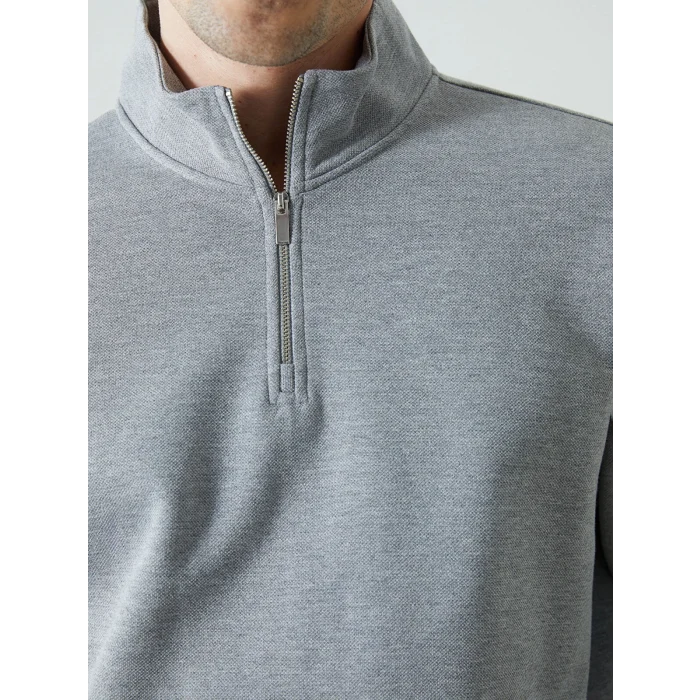 LCWAIKIKI Classic Gri Dik Yaka Erkek Sweatshirt
