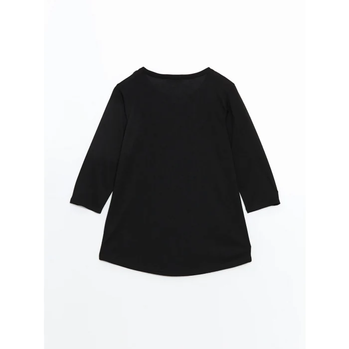 LCWAIKIKI Classic Siyah Bisiklet Yaka Pul İşlemeli Kadın Bluz