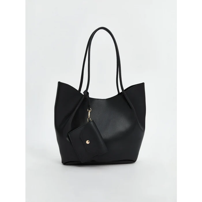 LCW ACCESSORIES Siyah Deri Görünümlü Kadın Omuz Çantası