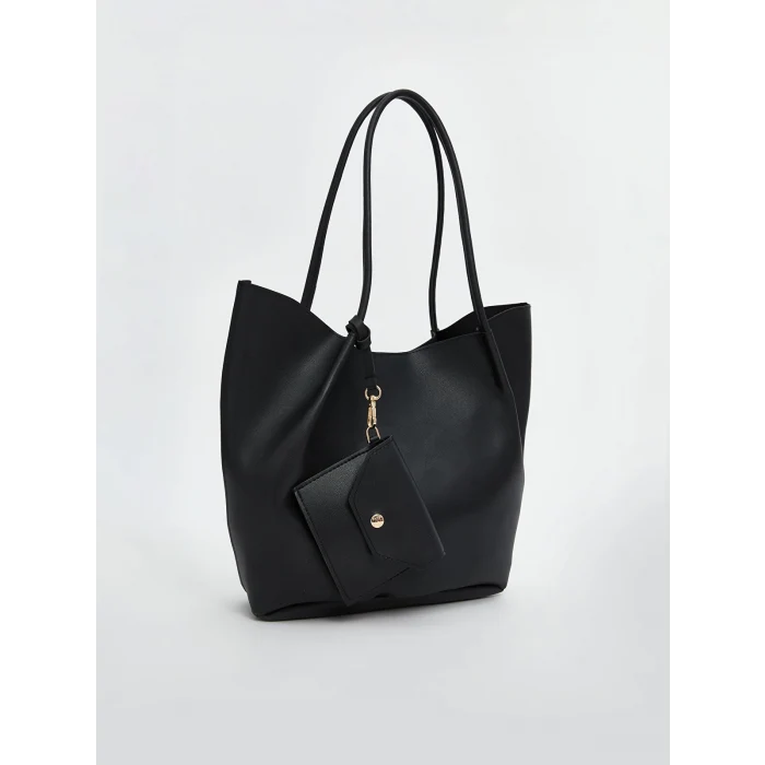 LCW ACCESSORIES Siyah Deri Görünümlü Kadın Omuz Çantası