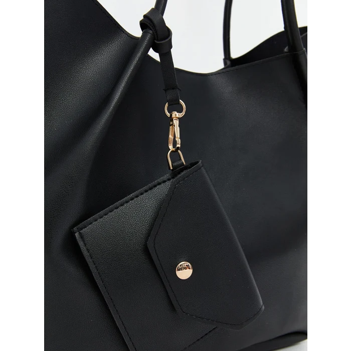 LCW ACCESSORIES Siyah Deri Görünümlü Kadın Omuz Çantası