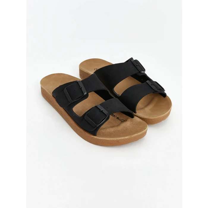 LCW STEPS Siyah Çift Bantlı Kadın Terlik