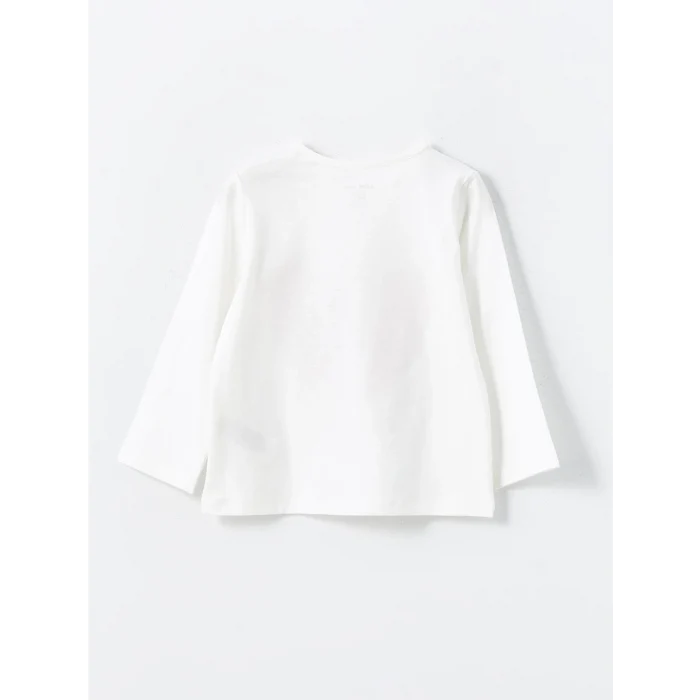 LCW baby Ekru Bisiklet Yaka Kız Bebek Pijama Takımı