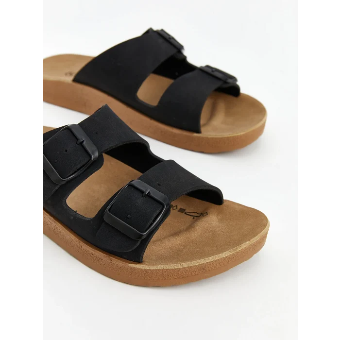 LCW STEPS Siyah Çift Bantlı Kadın Terlik