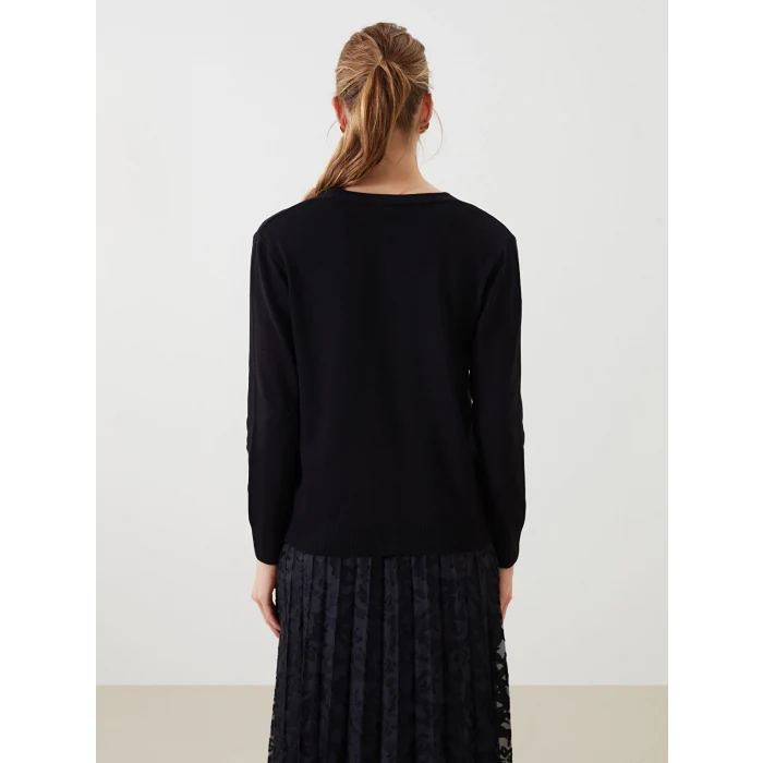 LCWAIKIKI Classic Siyah V Yaka Kadın Triko Hırka