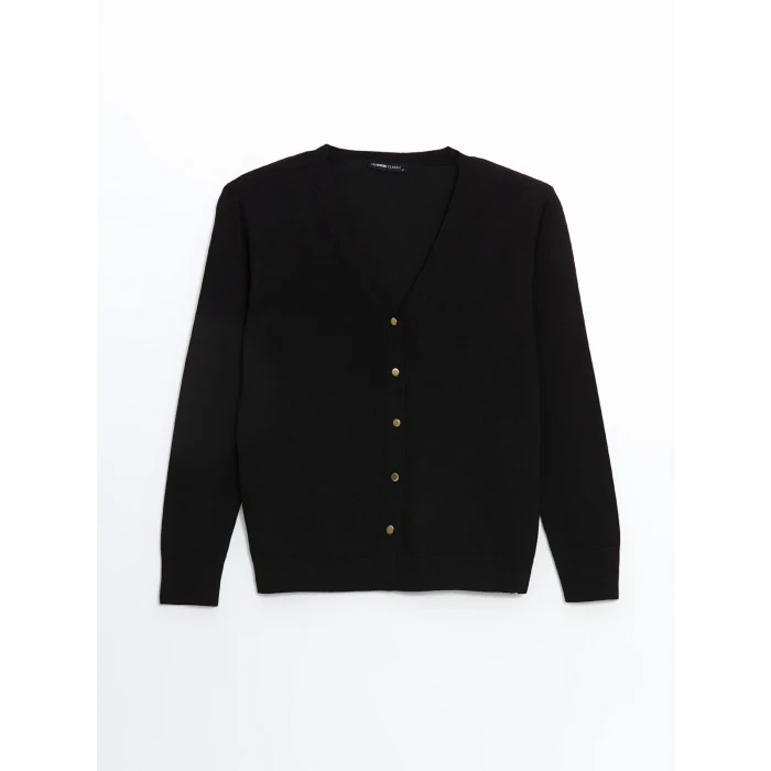 LCWAIKIKI Classic Siyah V Yaka Kadın Triko Hırka