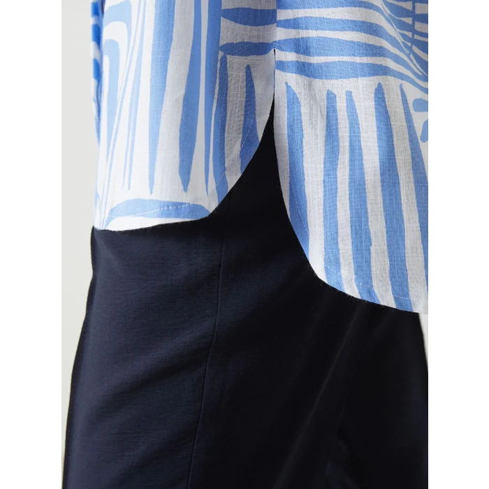 LCWAIKIKI Classic Mavi Hakim Yaka Desenli Kadın Gömlek Tunik