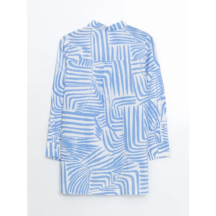 LCWAIKIKI Classic Mavi Hakim Yaka Desenli Kadın Gömlek Tunik