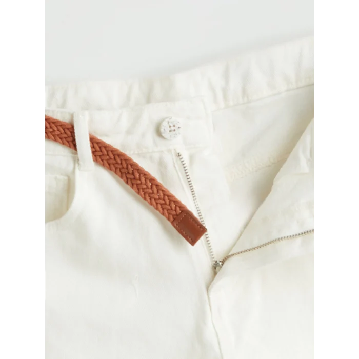 LCW Kids Ekru Basic Kız Çocuk Jean Şort