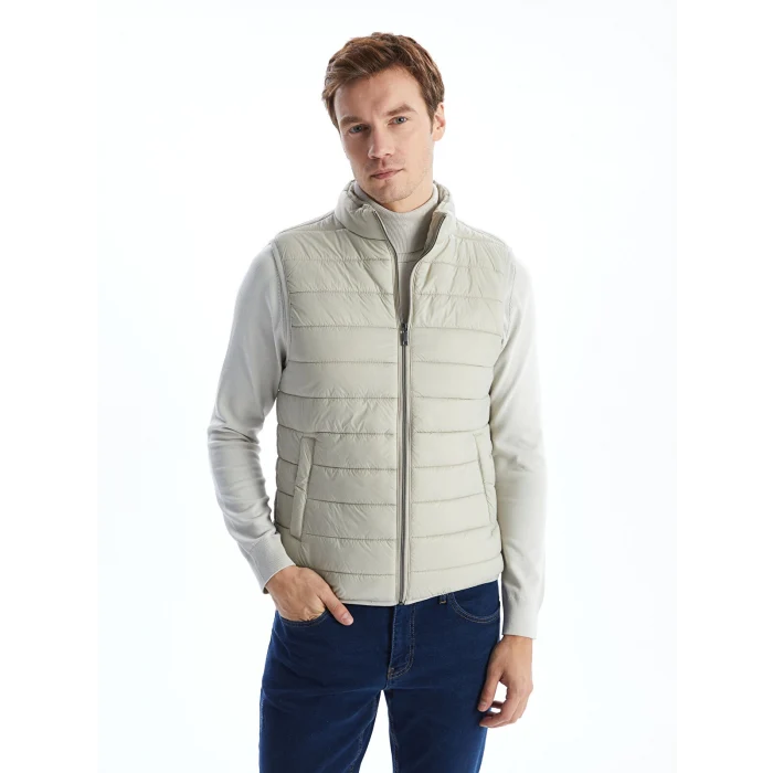 LCWAIKIKI Classic Bej Standart Kalıp Dik Yaka Erkek Şişme Yelek