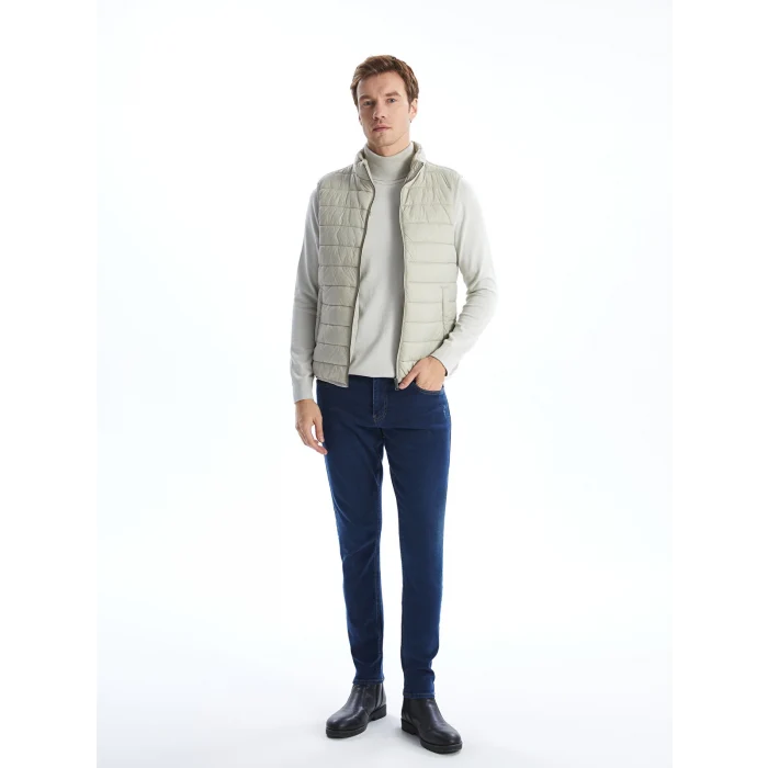 LCWAIKIKI Classic Bej Standart Kalıp Dik Yaka Erkek Şişme Yelek