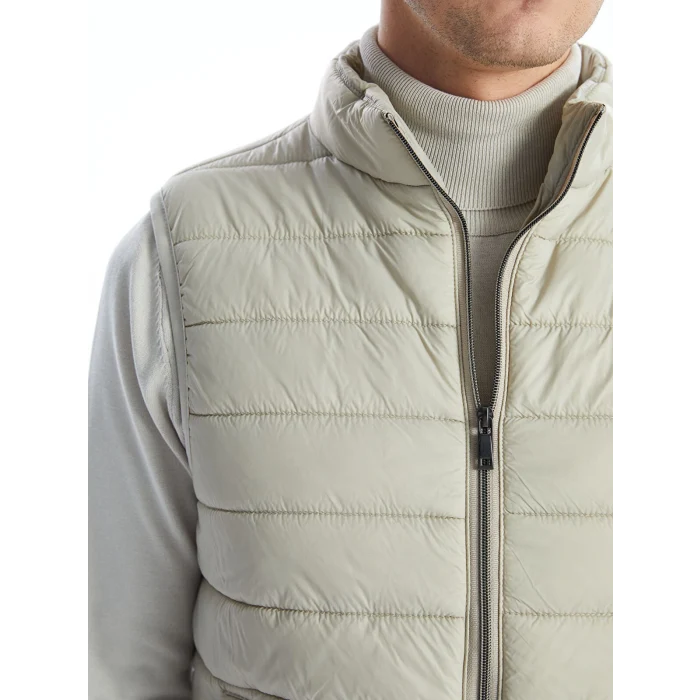 LCWAIKIKI Classic Bej Standart Kalıp Dik Yaka Erkek Şişme Yelek