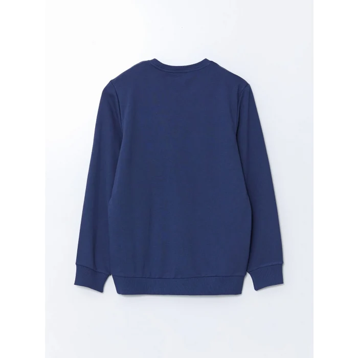 LCWAIKIKI Classic Lacivert Bisiklet Yaka Uzun Kollu Baskılı Erkek Sweatshirt