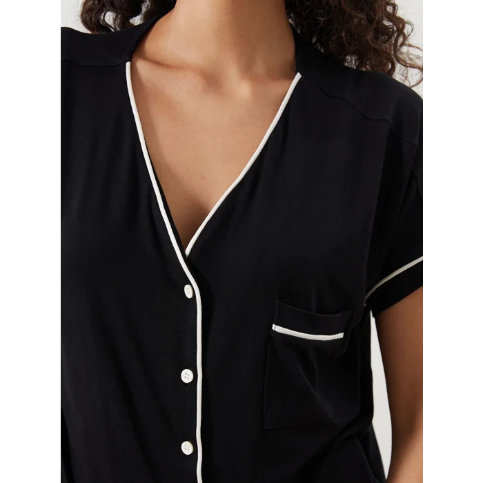 LCW DREAM Siyah V Yaka Kadın Pijama Takım