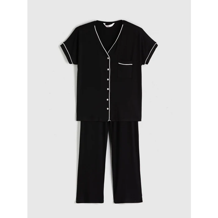 LCW DREAM Siyah V Yaka Kadın Pijama Takım
