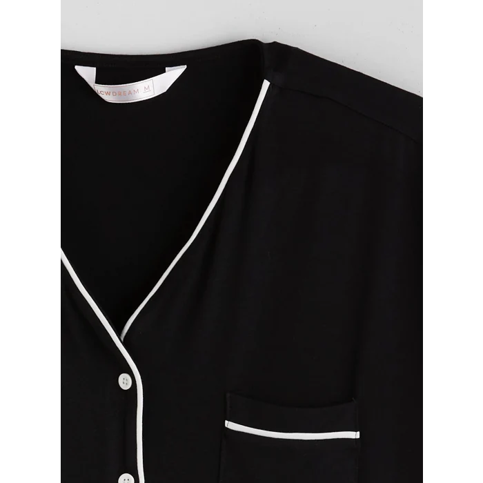 LCW DREAM Siyah V Yaka Kadın Pijama Takım