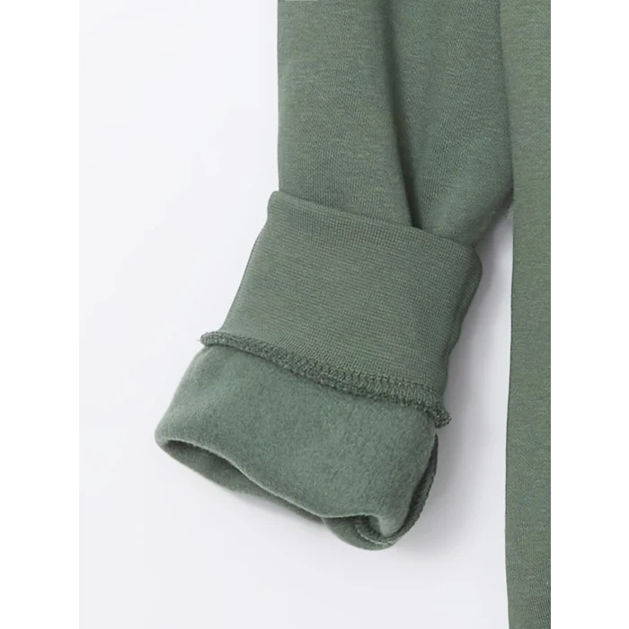 LCWAIKIKI Basic Yeşil Bisiklet Yaka Uzun Kollu Baskılı Erkek Sweatshirt