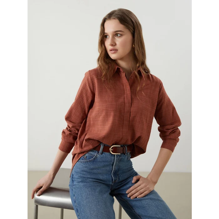 LCWAIKIKI Classic Turuncu Dokulu Kadın Gömlek Tunik