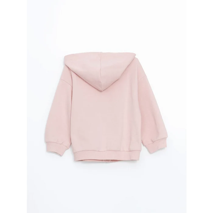 LCW Kids Pembe Kapüşonlu Kız Bebek Fermuarlı Sweatshirt