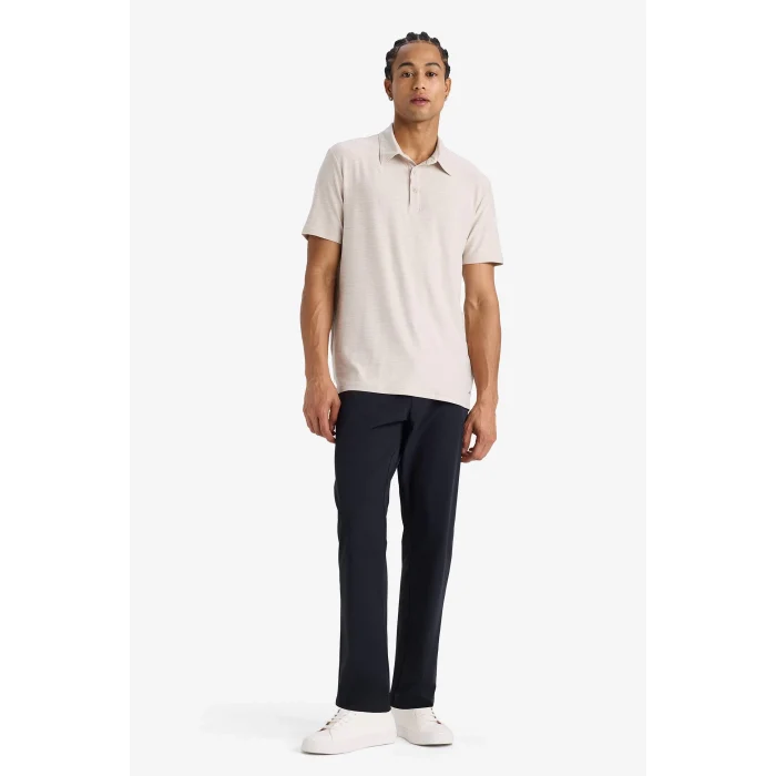 Defacto D9241 Bej DeFactoFit Esnek Kumaş Standart Fit Sporcu Kısa Kollu Polo Tişört