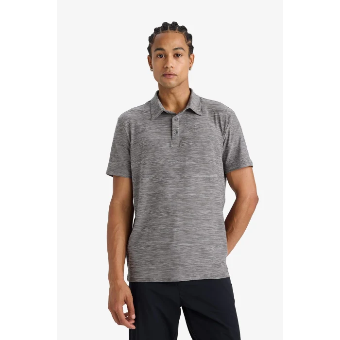 Defacto D9241 Gri DeFactoFit Esnek Kumaş Standart Fit Sporcu Kısa Kollu Polo Tişört