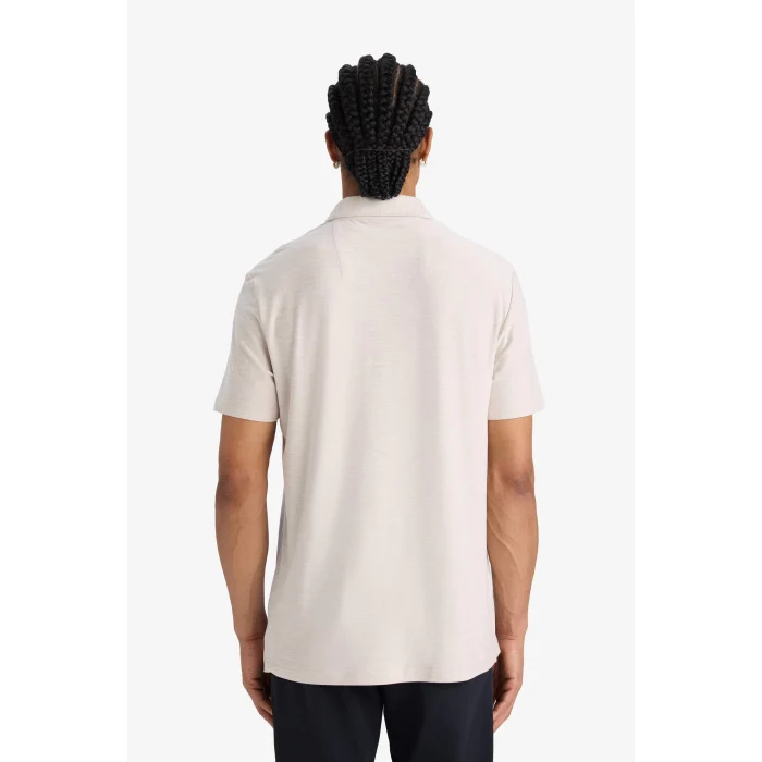 Defacto D9241 Bej DeFactoFit Esnek Kumaş Standart Fit Sporcu Kısa Kollu Polo Tişört