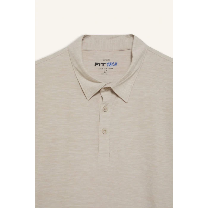 Defacto D9241 Bej DeFactoFit Esnek Kumaş Standart Fit Sporcu Kısa Kollu Polo Tişört
