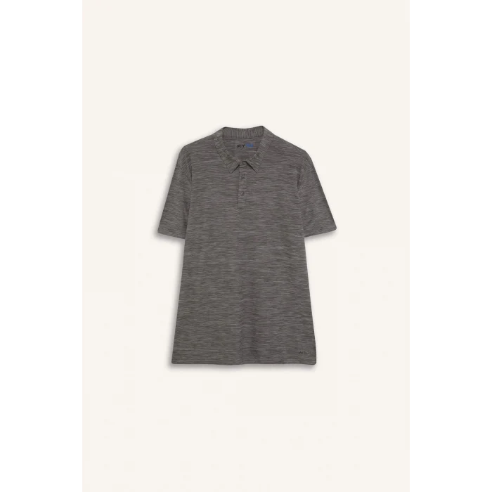 Defacto D9241 Gri DeFactoFit Esnek Kumaş Standart Fit Sporcu Kısa Kollu Polo Tişört