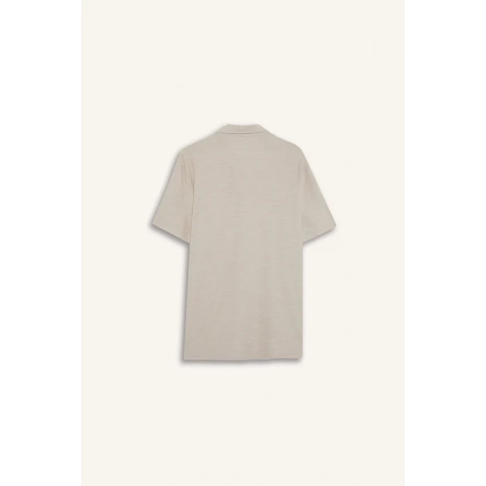 Defacto D9241 Bej DeFactoFit Esnek Kumaş Standart Fit Sporcu Kısa Kollu Polo Tişört